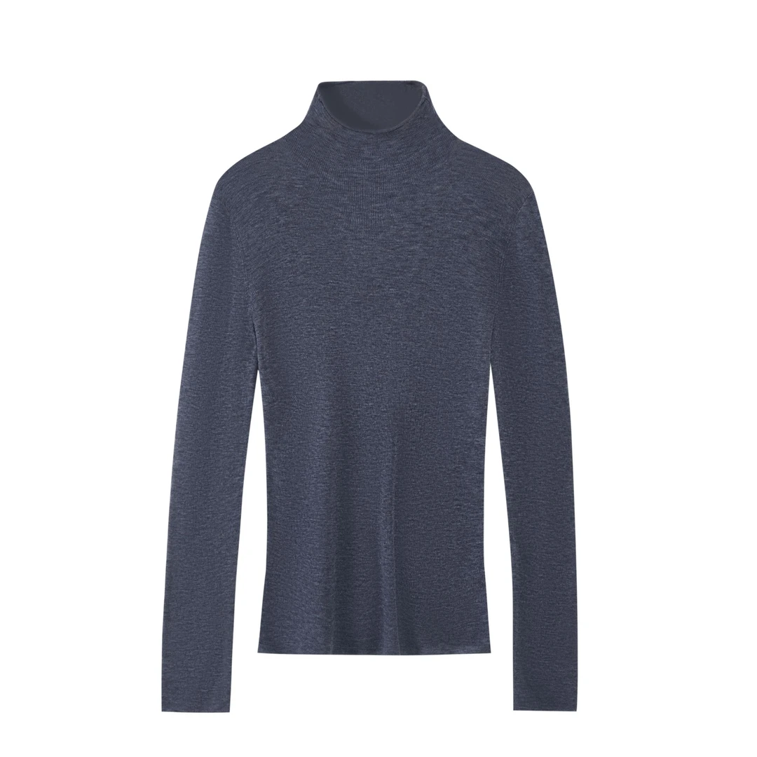 chao细100水溶羊毛中领领打底衫女秋冬显瘦领针织衫薄