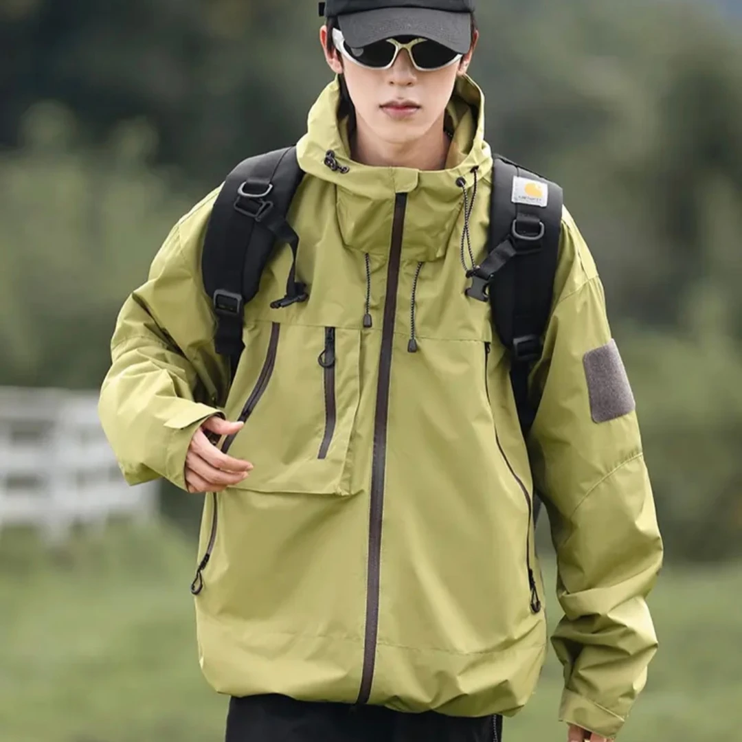 夺威户外运动纯色春秋款男女同款冲锋夹克J91