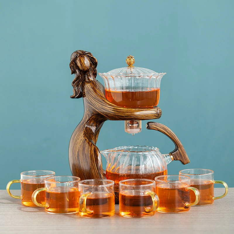 仕女玻璃自动茶具磁吸懒人茶器家用全自动耐热创意轻奢泡茶壶
