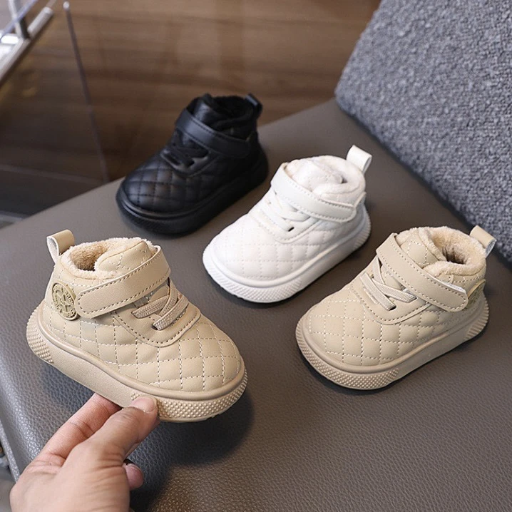 1--3岁加绒加厚保暖二棉鞋秋冬高帮男女宝宝软底防滑学步鞋面包鞋
