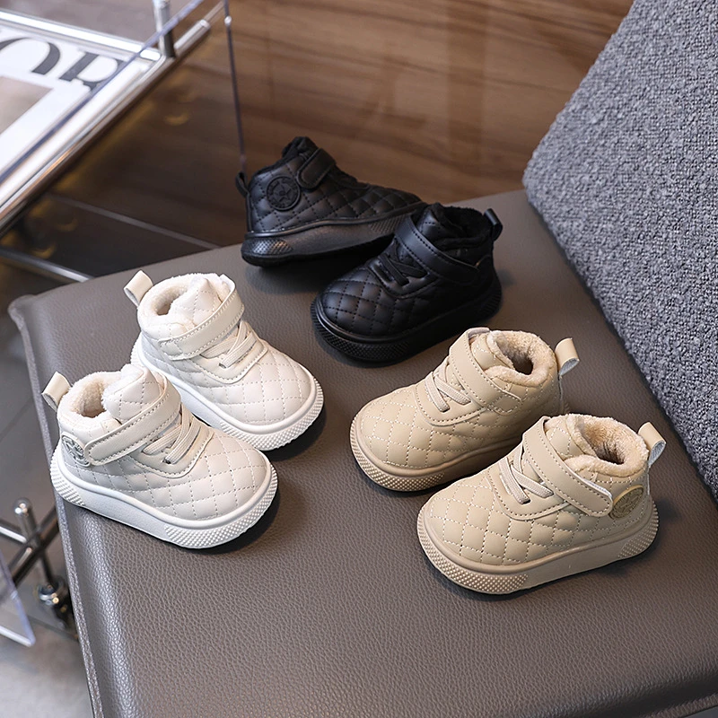 秋冬高帮男女宝宝软底防滑学步鞋1--3岁加绒加厚保暖二棉鞋面包鞋