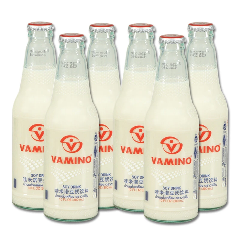 6瓶泰国进口VAMINO哇米诺特浓原味豆奶300mL玻璃瓶儿童早餐奶饮料