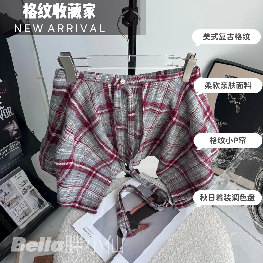 【胖小仙】<格纹收藏家>复古格子休闲衬衫屁帘亲肤时尚百搭经典