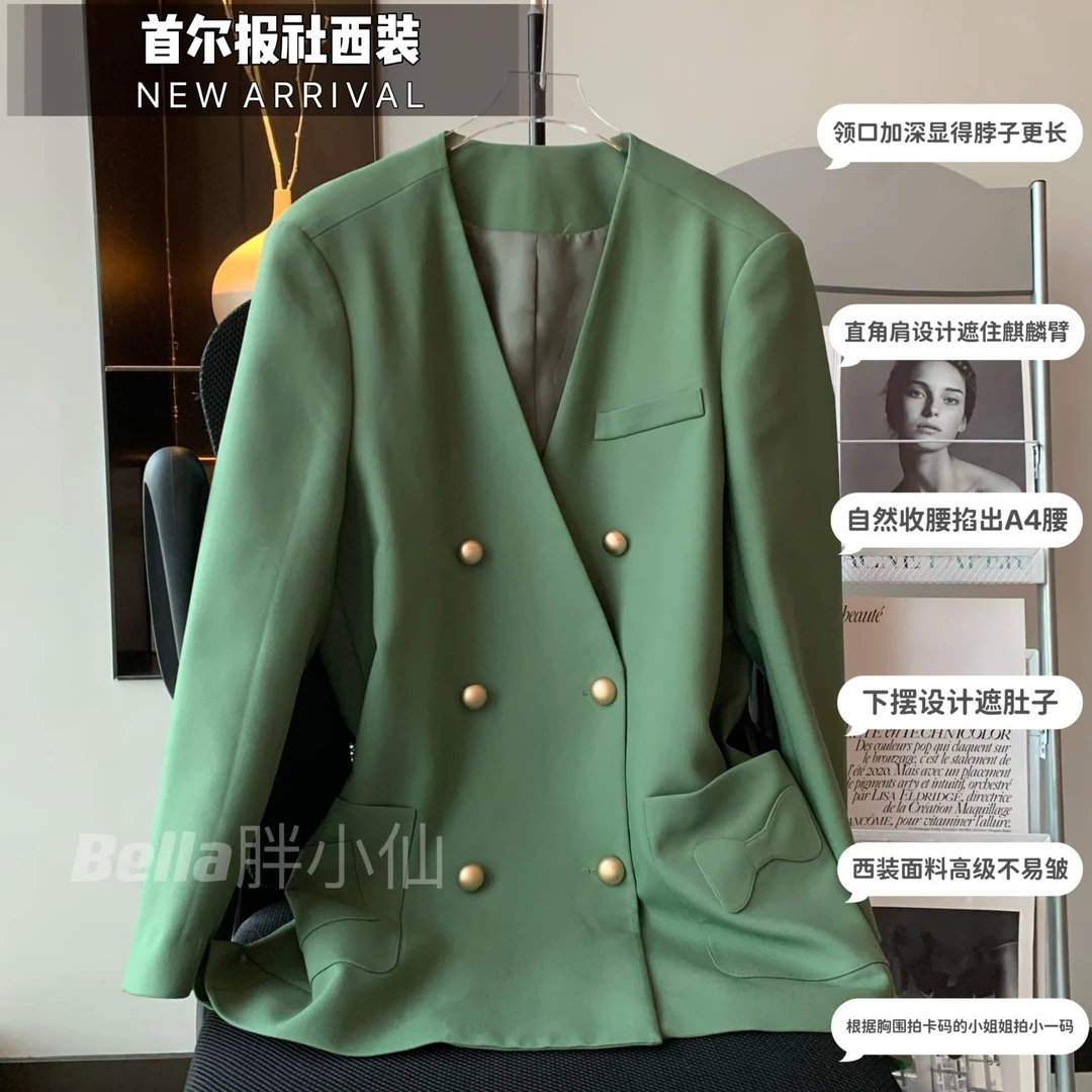 【胖小仙】<首尔报社>西装  显瘦 微胖 大码