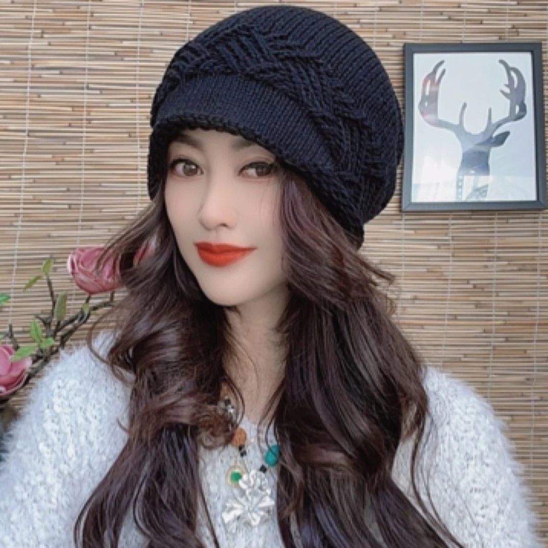 韩版双层加厚【新款睫毛堆堆帽】休闲保暖针织帽冬季新款