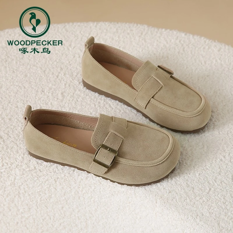 啄木鸟勃肯鞋女平底单鞋2025新款春秋一脚蹬豆豆鞋软底瓢鞋乐福鞋