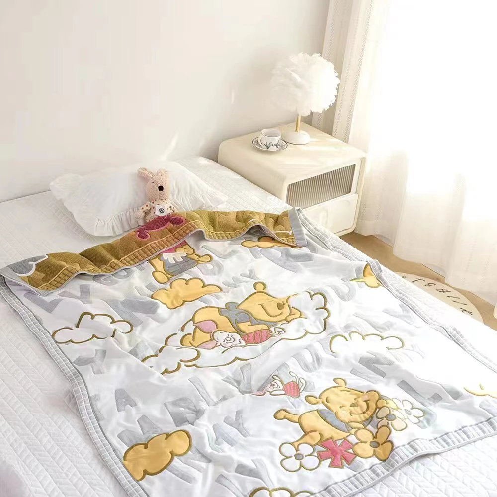 【幻想维尼熊】多功能十层纱布面包被120*150cm盖毯加厚透气