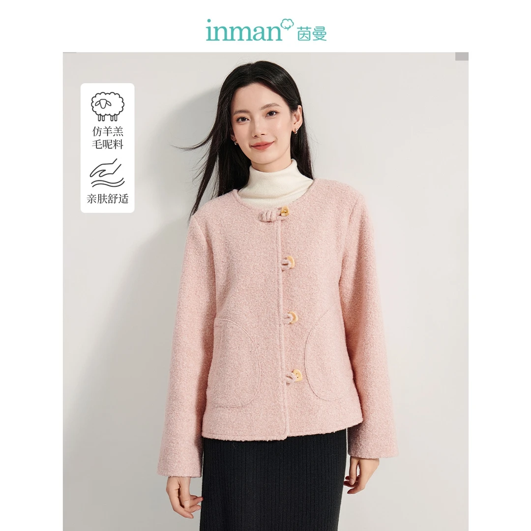 茵曼冬季新款女棉衣/棉服外套小上衣冬天休闲长袖绒毛洋气