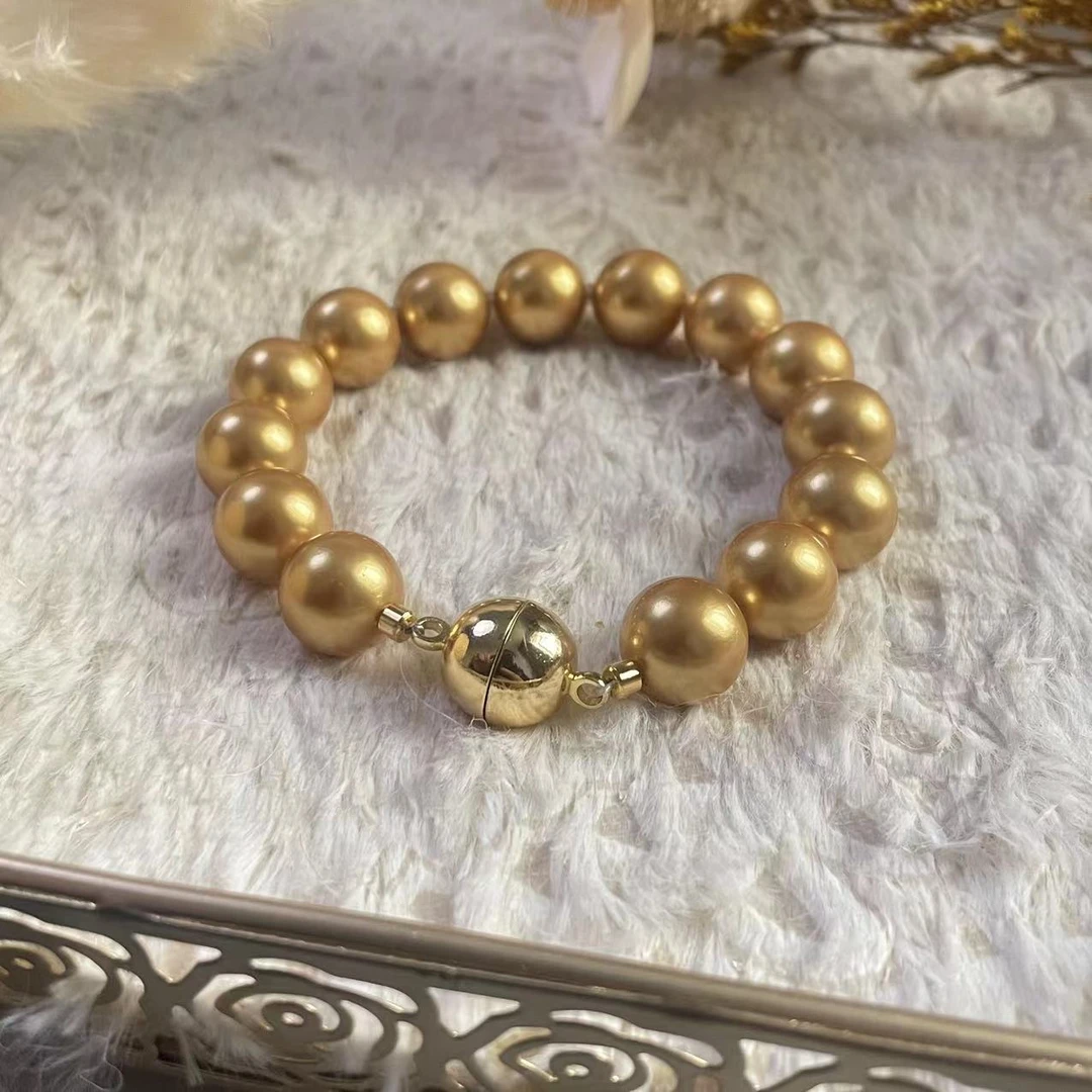 非金属手链 【太阳女神】12mm金色磁吸扣秒戴深海母贝手链 B012