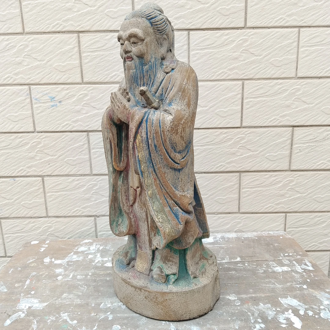 木雕佛像素色孔子孔圣人高50厘米
