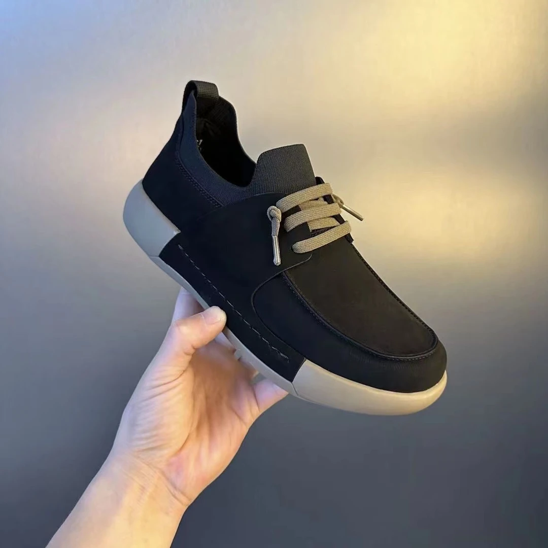 秋季新款纯皮磨砂皮商务休闲一脚蹬舒适圆头时尚百搭软底皮鞋男