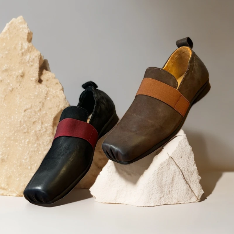 2024秋季新款复古芭蕾舞鞋时尚软底舒适平底浅口拼色猪鼻子女鞋