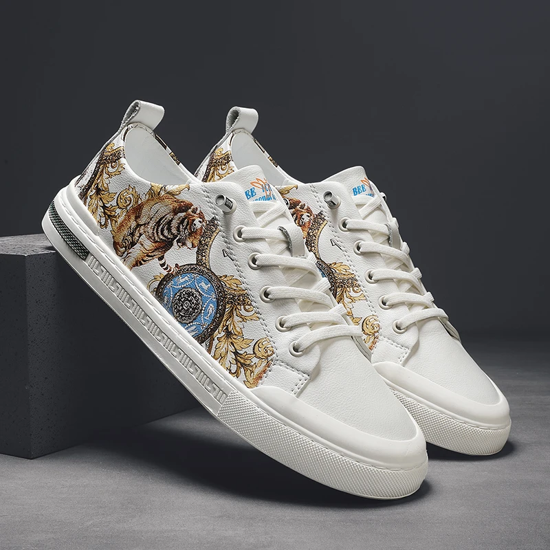 欧洲站男鞋四季百搭真皮透气时尚休闲潮流板鞋青年春季新款懒人鞋