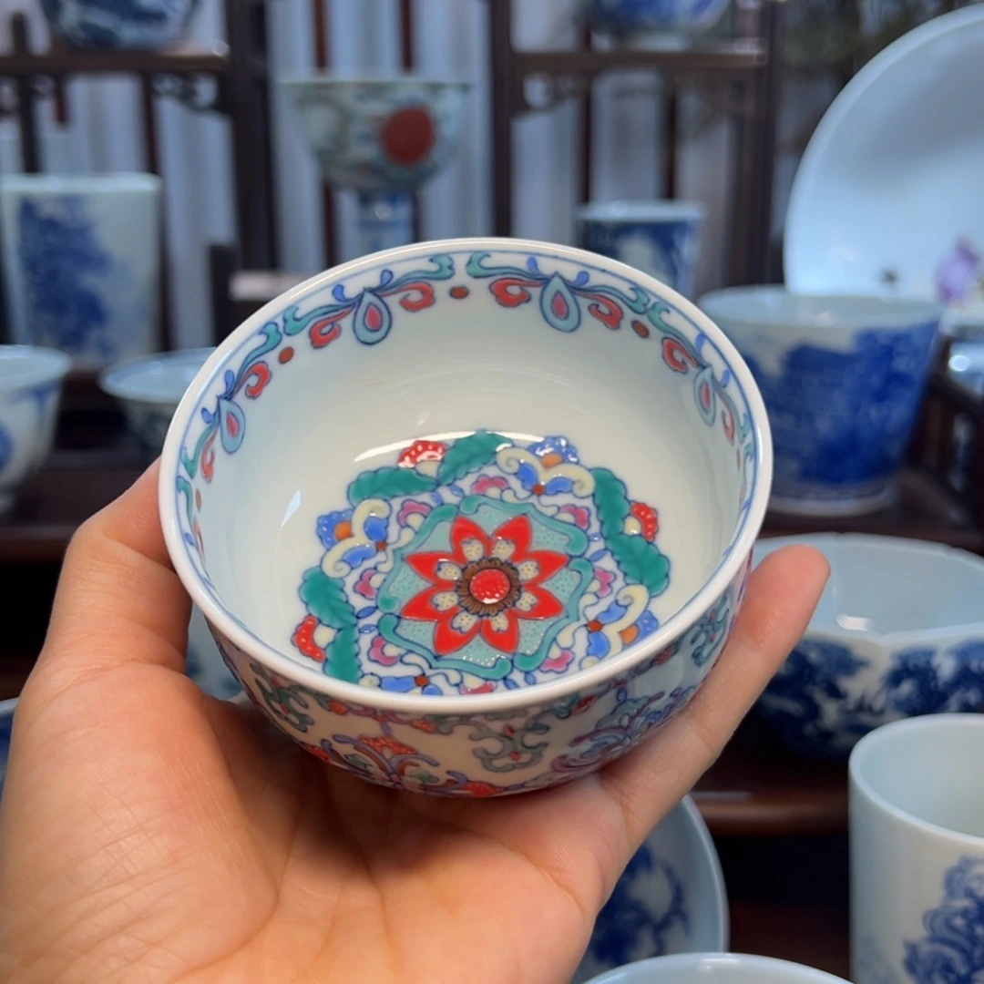 景德镇手绘斗彩如是杯