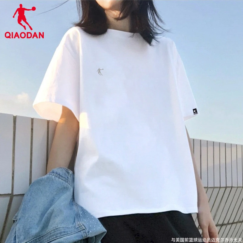 乔丹短袖t恤女2024夏季冰丝半袖休闲跑步T恤健身宽松显瘦运动上衣