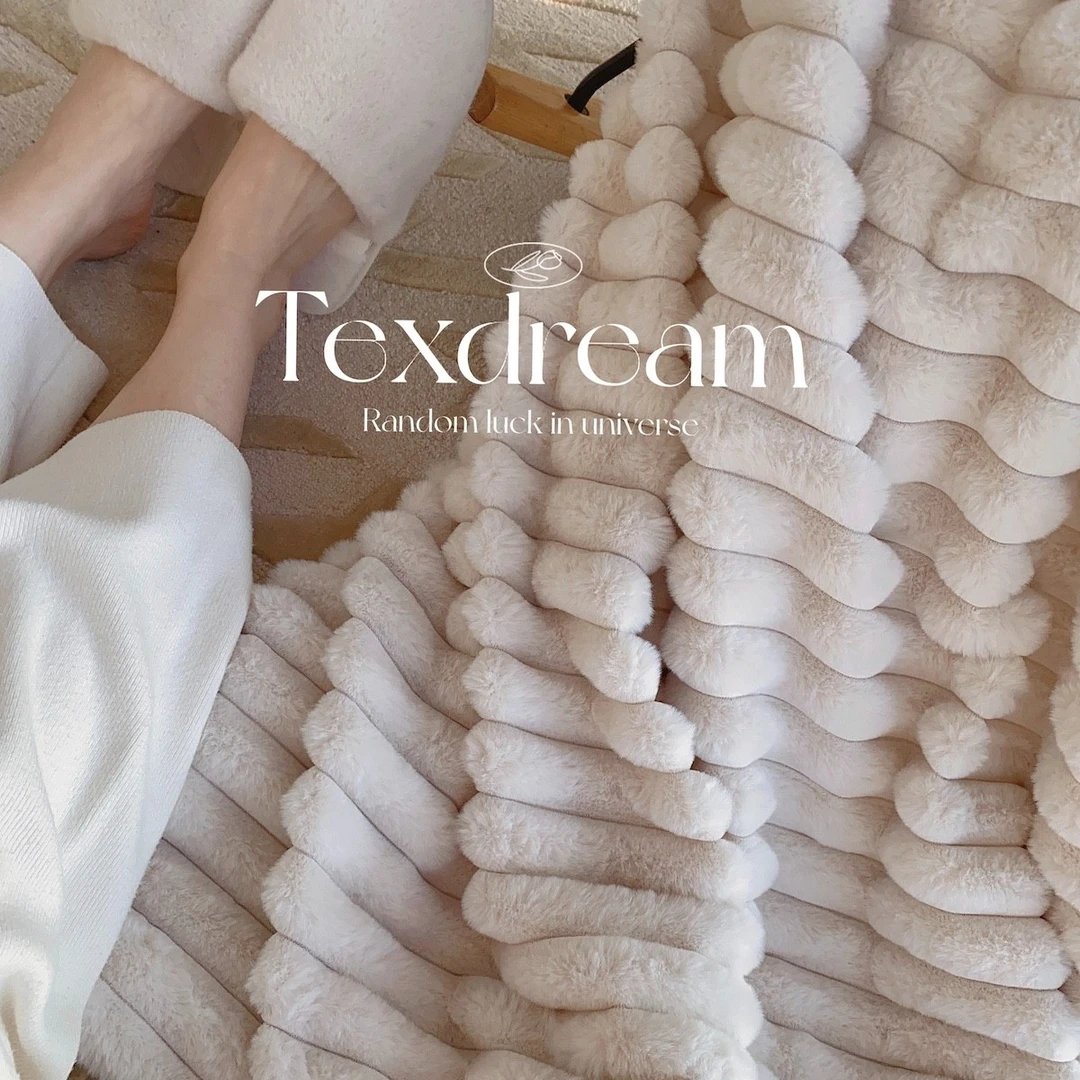 TEXDREAM进口牛奶绒獭兔毛毯冬季毛茸床上盖毯高级毯子