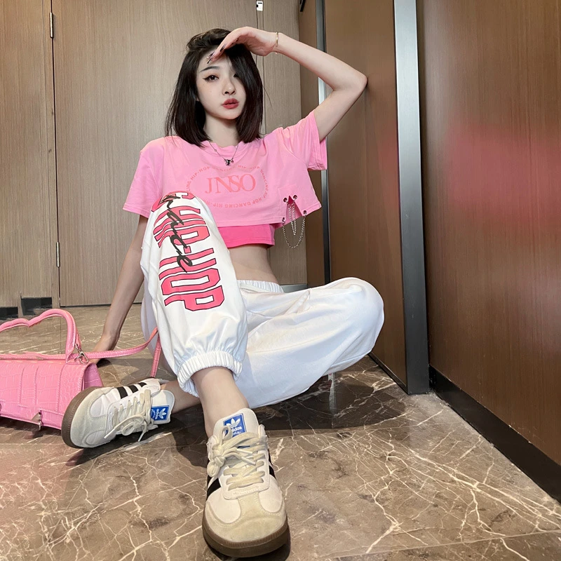 jazz爵士舞服装女韩版嘻哈练功服长裤时尚街舞演出跳尊巴舞蹈服夏