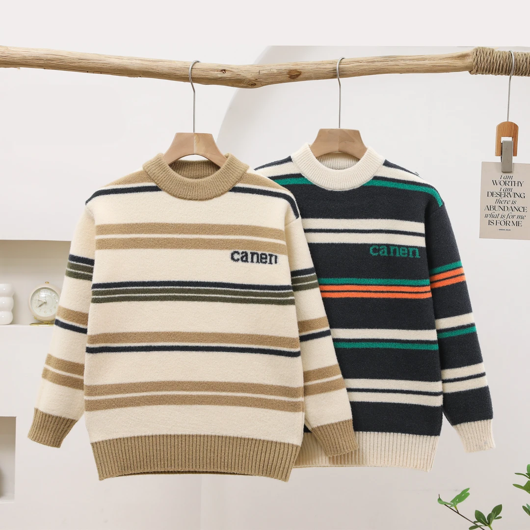 男童毛衣2024新款秋冬款加厚儿童圆领针织衫男中大童毛线衣男洋气