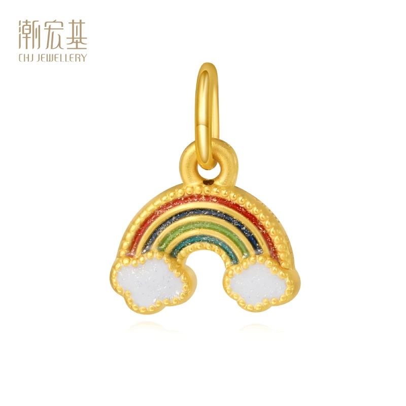 【潮宏基】趣玩足金吊坠黄金挂坠彩虹云朵可爱甜美送礼物女精致