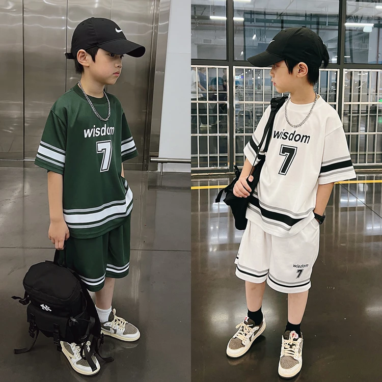 【现货】2024夏季中大童男童网眼速干篮球套装儿童宽松球服套装