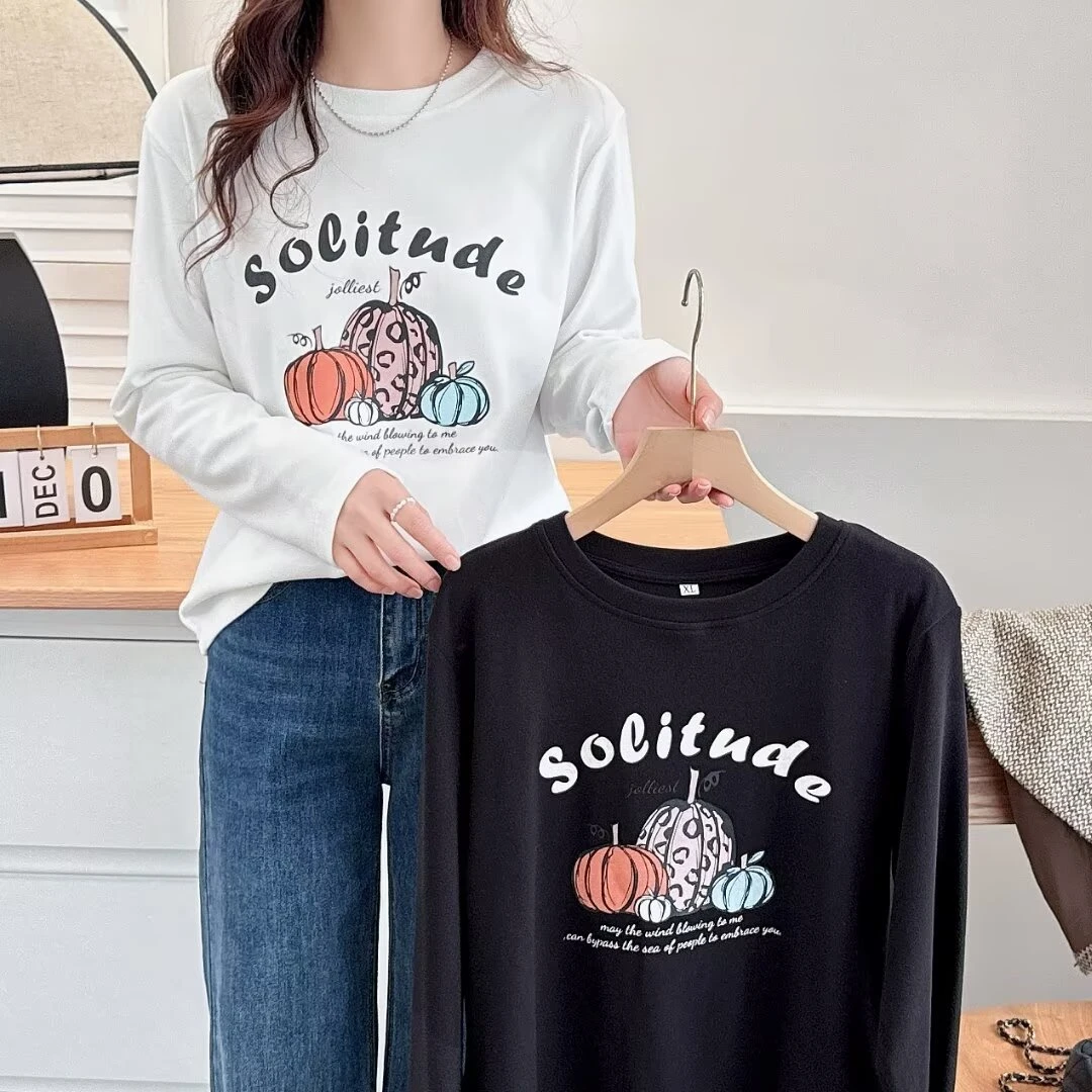 大码女装胖MM秋冬加厚圆领南瓜德绒打底衫正肩休闲显瘦保暖上衣