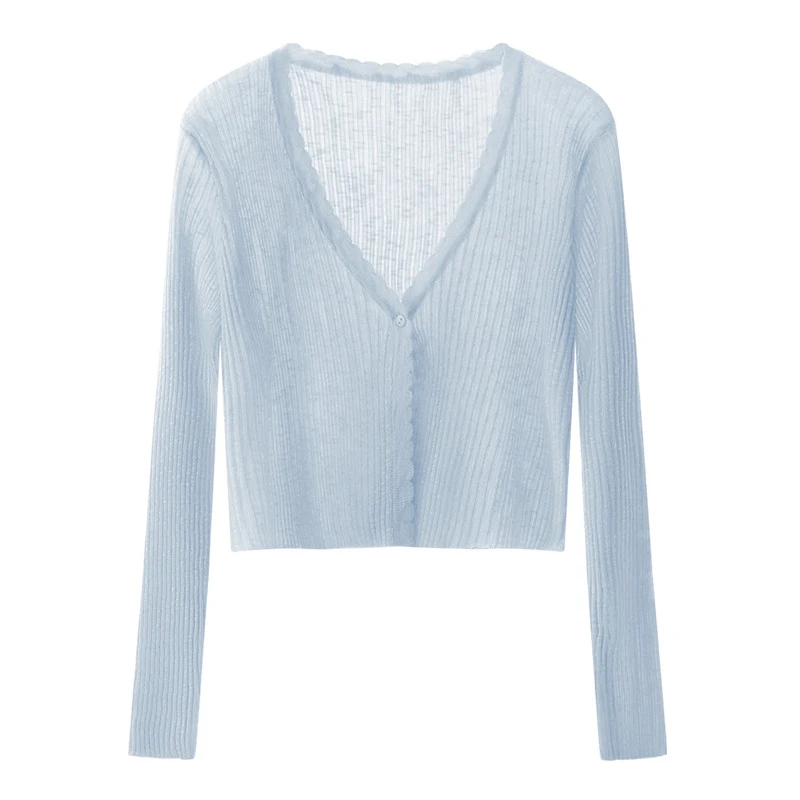 夏季薄款冰丝针织衫女防晒开衫外搭短款配吊带裙子的小外套披肩