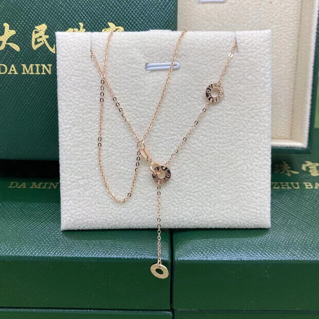 #7146玫18K金Au750三饼套链气质百搭小众时尚简约简约