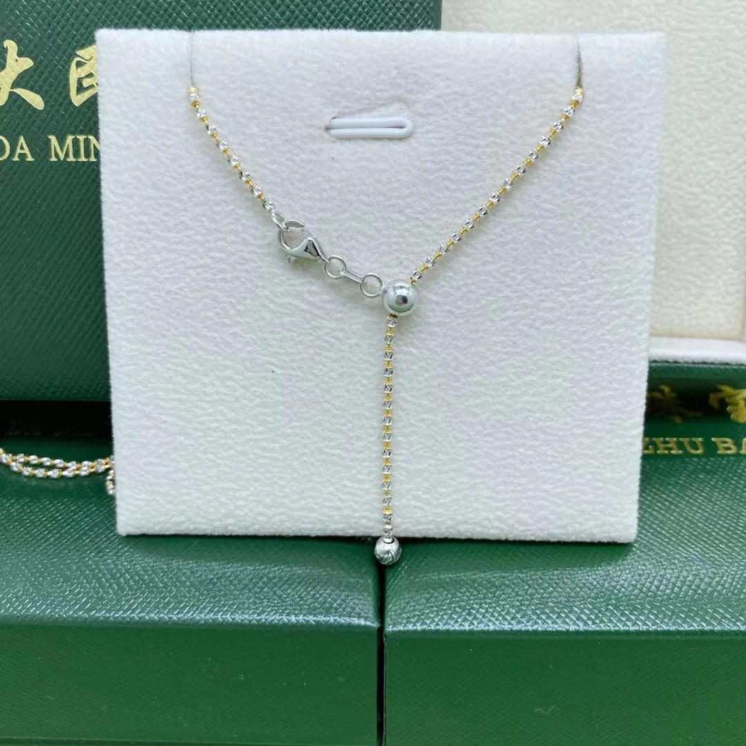 #20366白黄18K金Au750精品钻石项链克重多退少补