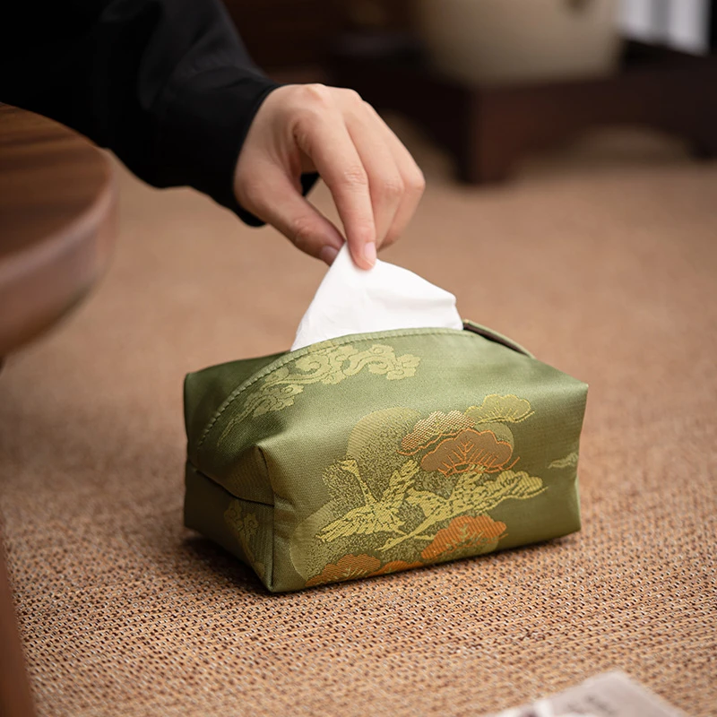 锦缎纸巾包织锦云松多色布艺纸巾抽纸盒茶席茶室日用防尘收纳袋