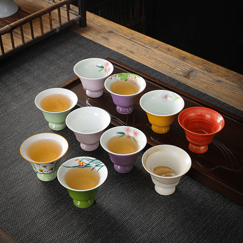 小清新手绘陶瓷杯单杯家用品茗杯主人杯功夫茶具迷你简约泡茶杯