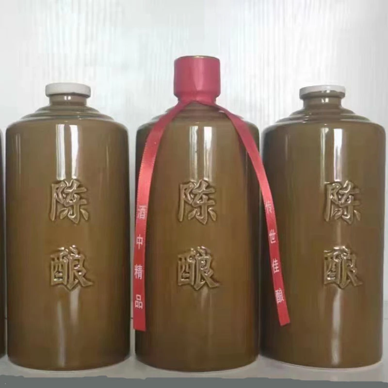 四川陶瓷空酒瓶通用酒瓶陈酿茅形瓶1斤装500ml配套密封盖胶帽丝带