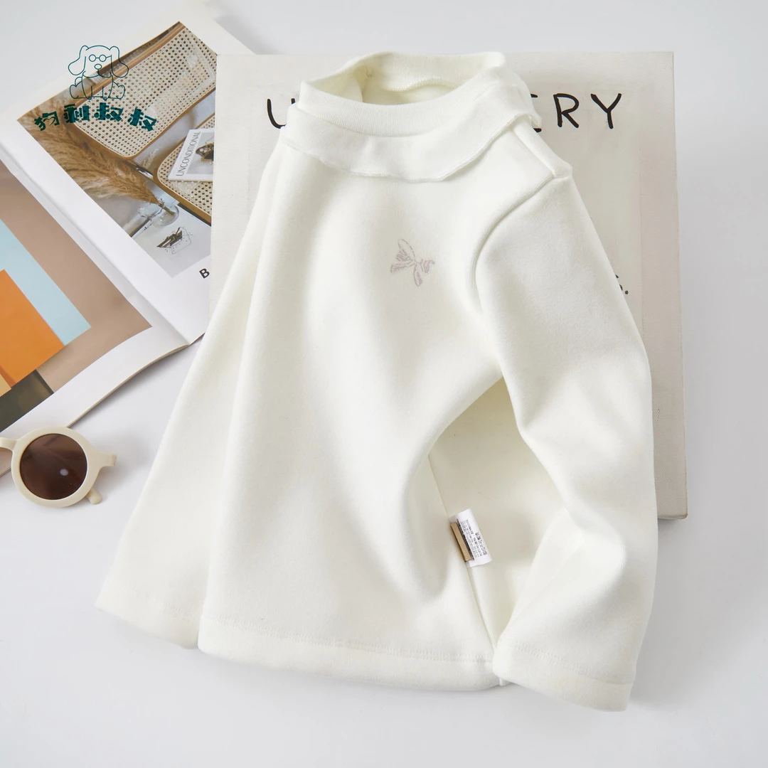 【雪季绽放】B030冬季女童厚款长袖打底衫小半高领时尚花边保暖实穿