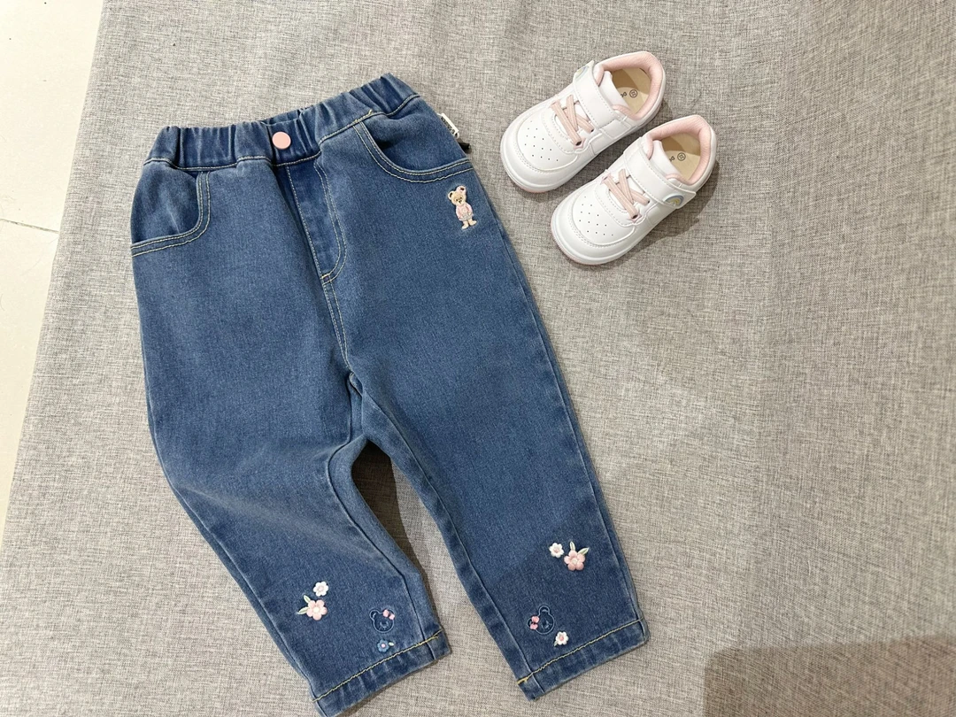 【童话脆塔】GSS036秋季儿童女童卡通牛仔裤秋款蓝色时尚百搭休闲