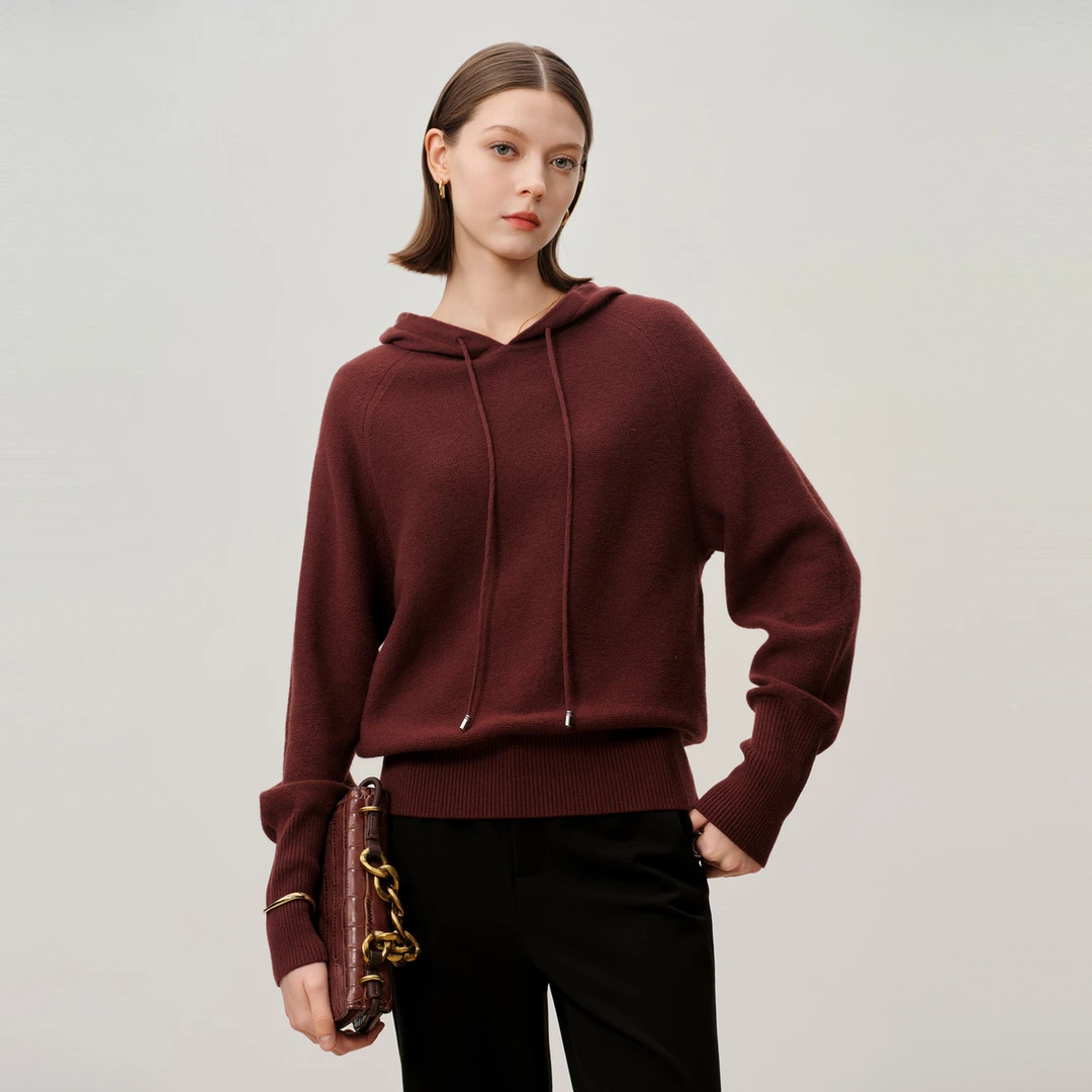 敦奴dunnu针织衫纯色毛衫长袖时尚连帽宽松秋冬FS572107毛衣休闲