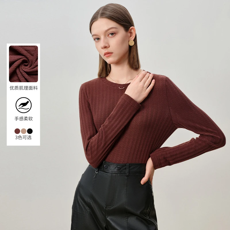 敦奴dunnu半高领优质短款打底衫8T532103长袖时尚修身内搭百搭