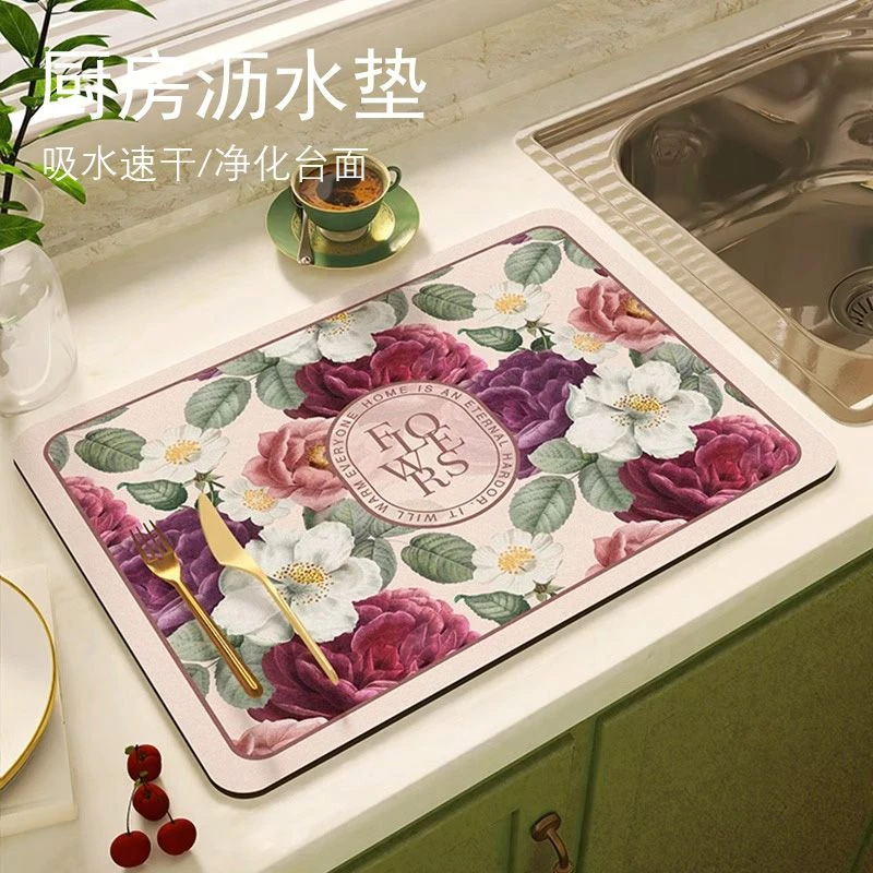 复古咖啡机沥水垫洗手台水槽桌面防滑碗盆硅藻泥速干吸水垫