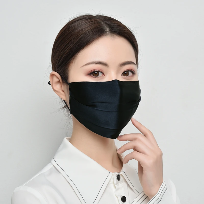 susi/苏丝双层真丝口罩桑蚕丝防晒口罩透气防寒口罩面部男女通用