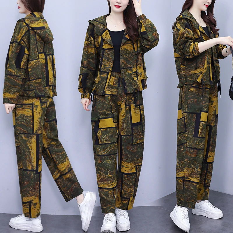 2025春季新品时尚套装休闲气质宽松长袖女装洋气减龄大码妈妈装