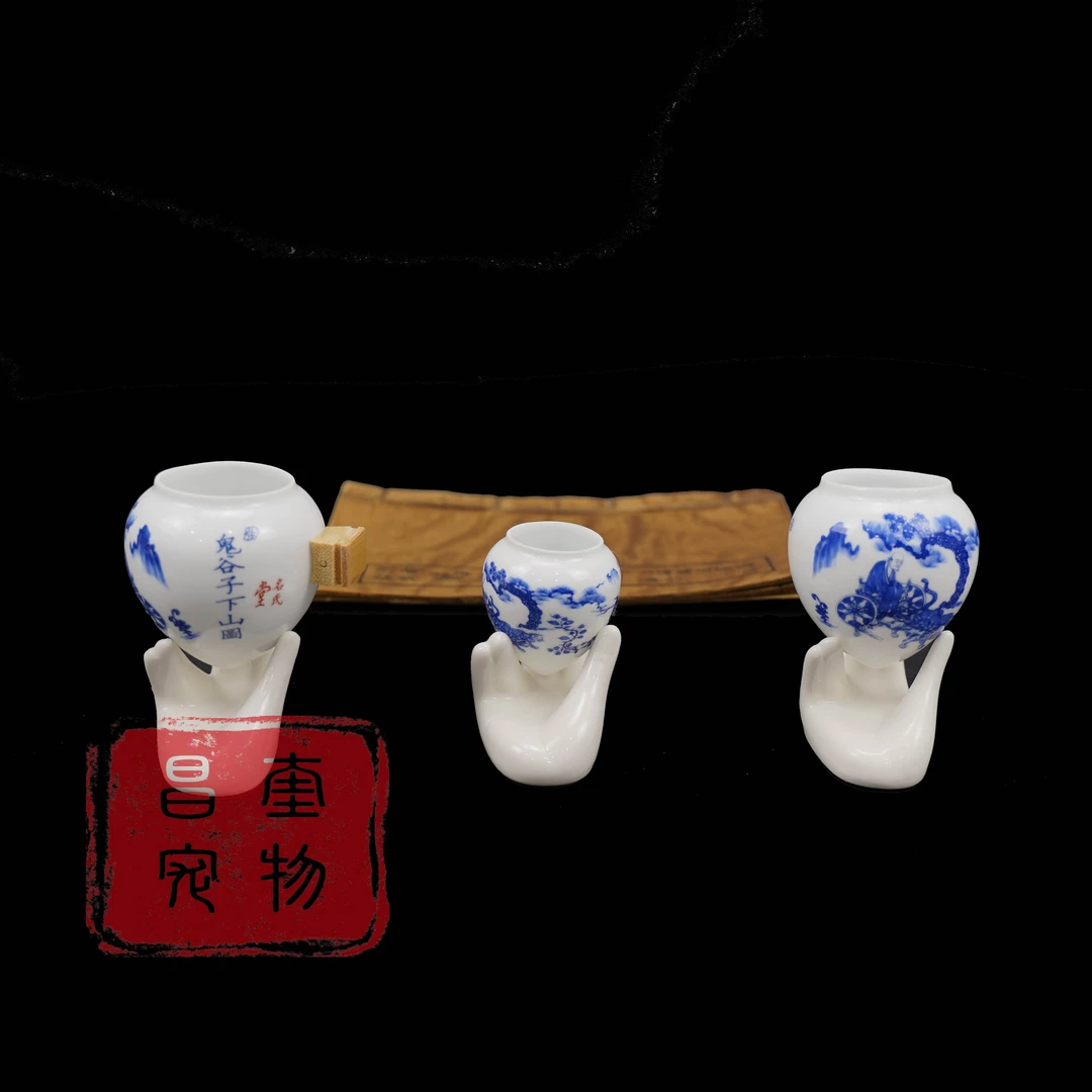 鸣中雀【高白杯瓷杯】图案随机鸟食杯景德镇陶瓷杯广笼鸟笼配件