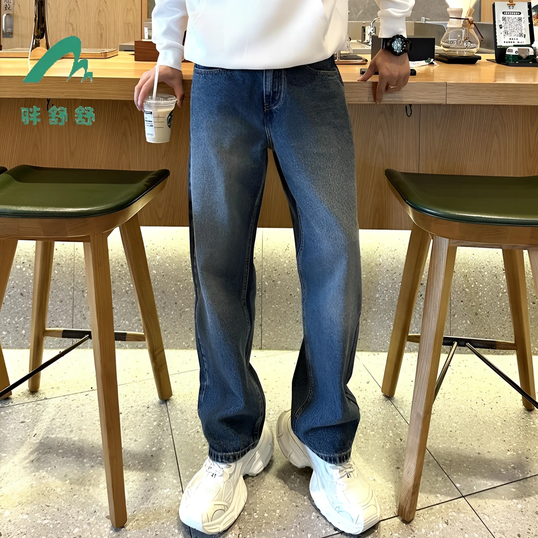 秋季男士经典小直筒休闲修身高街水洗百搭做旧弹力显高显瘦牛仔裤