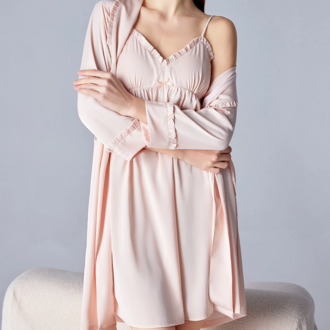 DUOSU/朵粟.青果领睡袍-高货醋酸家居服睡衣