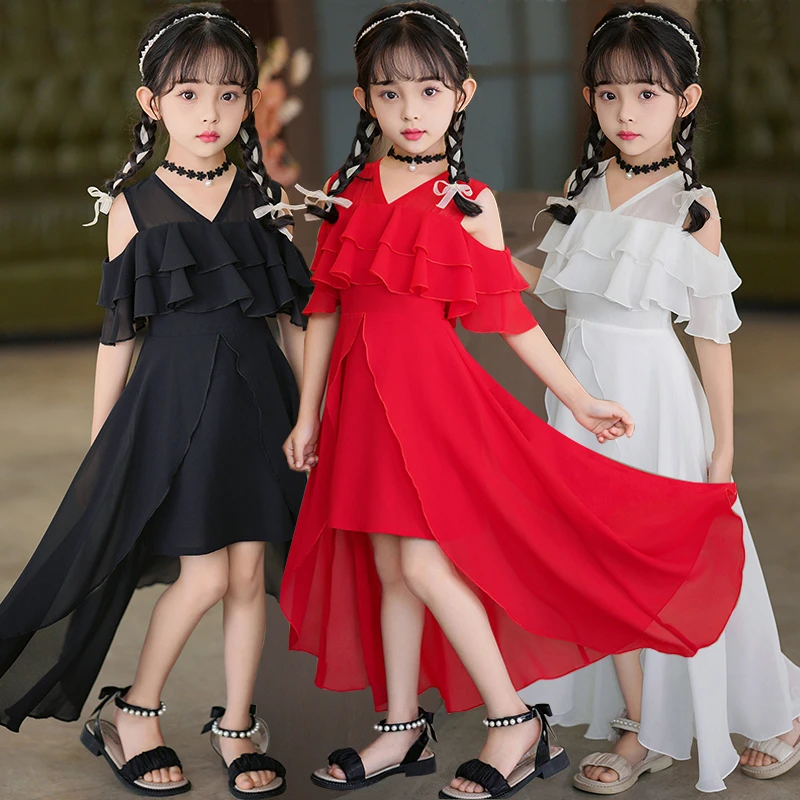 女童连衣裙2025新款夏季女大童公主夏装小女孩雪纺洋气长裙子夏款