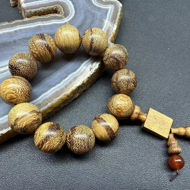 S1985（旺尔珠宝）天然虎皮印尼沉香大手串-卡20左右-