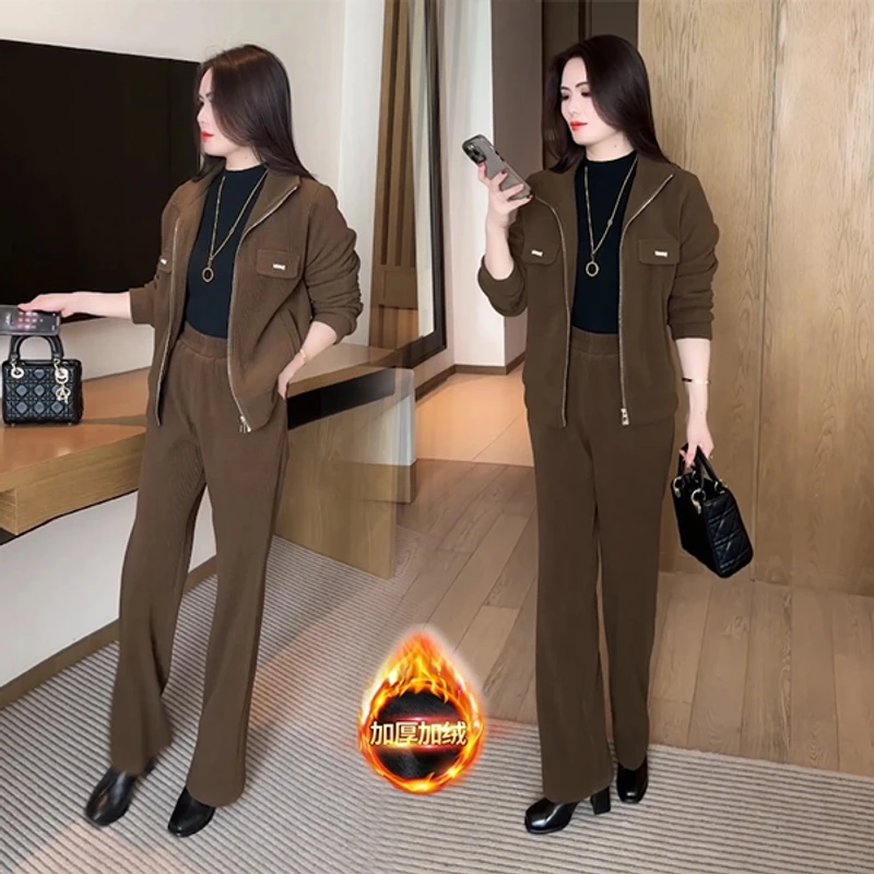 秋冬季新款时尚洋气穿搭气质休闲宽松显瘦减龄套装