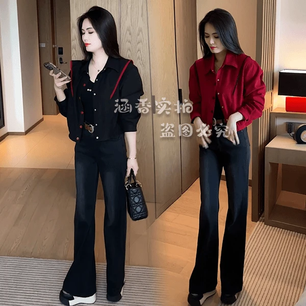 品牌秋款新品气质时尚小个子休闲显瘦撞色洋气短款外套