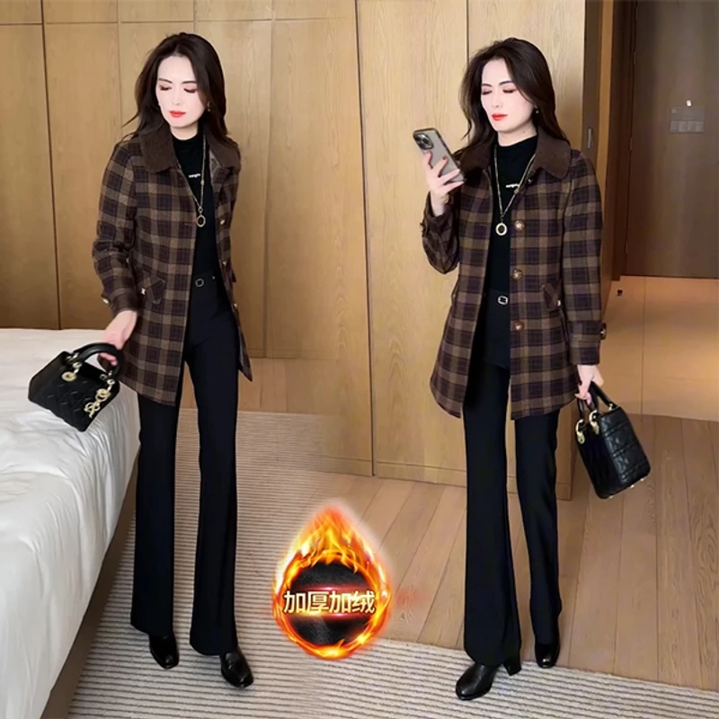 秋冬季新款修身外套女洋气时尚气质小个子中长款风衣