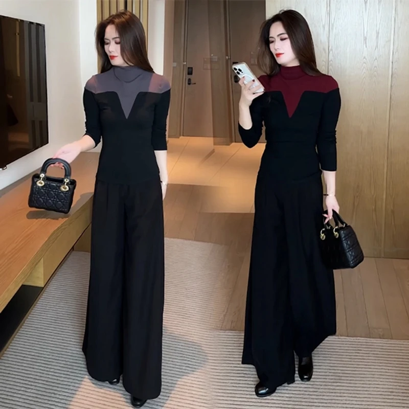 早秋显瘦T恤小众设计感洋气时尚减龄打底长袖拼色气质上衣11164