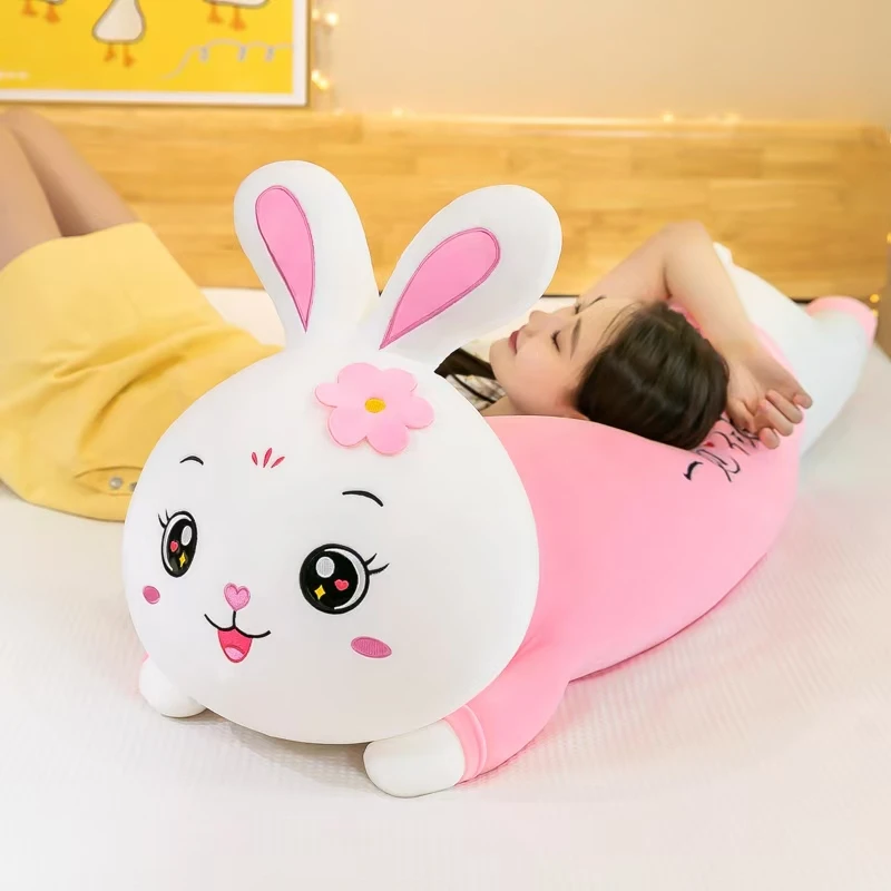 2025年迎春新款太阳花趴兔抱枕长条睡觉夹腿床上女生礼物毛绒玩具