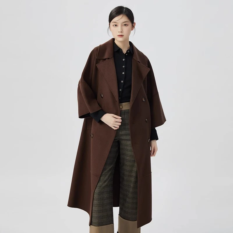 AMASS/阿玛施经典极简风气质中长款双面呢大衣外套5400774