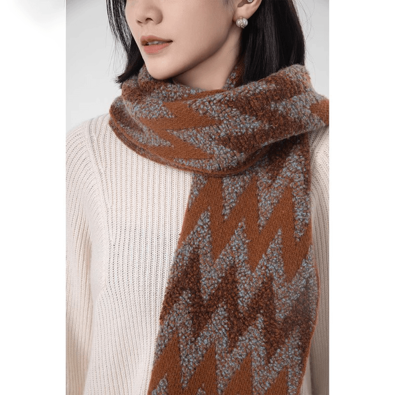 AMASS/阿玛施【新品】秋冬气质百搭格纹保暖双面毛呢围巾5800012